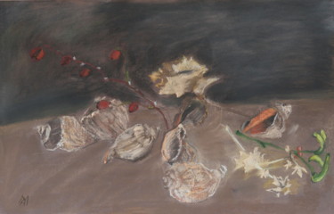 Pintura intitulada "Scallops with Roseh…" por Arina Ioana Muntean, Obras de arte originais, Pastel