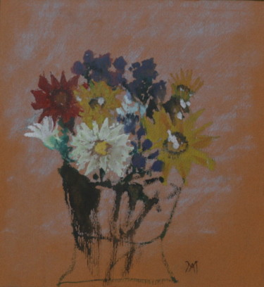 Картина под названием "Vase with flowers (…" - Arina Ioana Muntean, Подлинное произведение искусства, Акварель