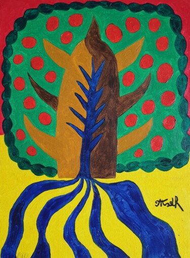 Painting titled "Orange tree" by Arina Mari, Original Artwork, Oil