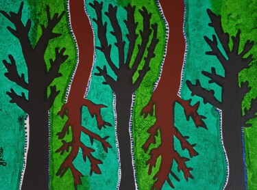 Картина под названием "Trees" - Arina Mari, Подлинное произведение искусства, Акрил Установлен на картон