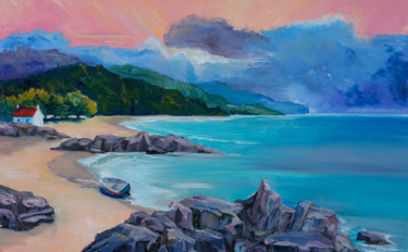 Peinture intitulée "La côte tranquille" par Arina Tcherem, Œuvre d'art originale, Huile