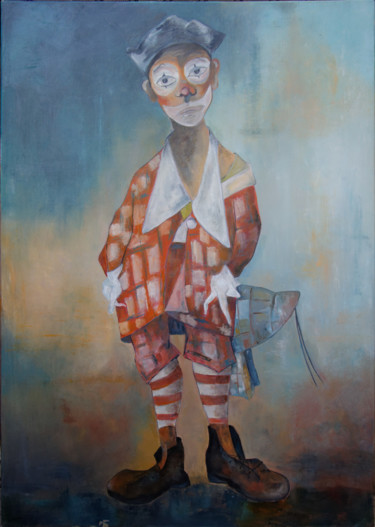 Peinture intitulée "Le clown triste" par Arina Tcherem, Œuvre d'art originale, Huile