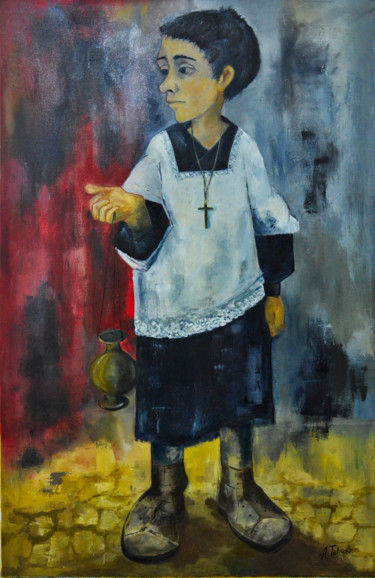 Painting titled "L'enfant de choeur" by Arina Tcherem, Original Artwork, Oil