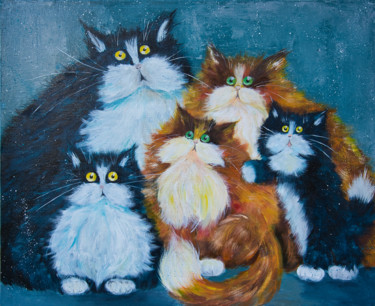 Schilderij getiteld "Portrait de famille" door Arina Tcherem, Origineel Kunstwerk, Olie