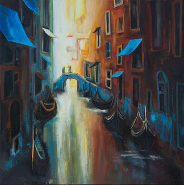 Painting titled "Venise. Jeux d'ombr…" by Arina Tcherem, Original Artwork, Oil Mounted on Wood Stretcher frame