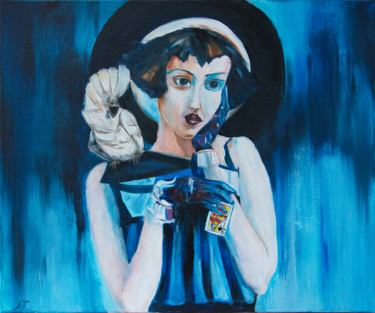 Painting titled "Dame de Pique" by Arina Tcherem, Original Artwork, Oil Mounted on Wood Stretcher frame