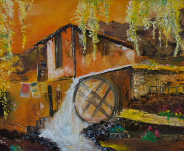 绘画 标题为“Le moulin” 由Arina Tcherem, 原创艺术品, 油 安装在木质担架架上