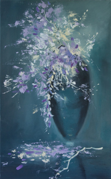 Painting titled "Fleurs" by Arina Tcherem, Original Artwork, Oil Mounted on Wood Stretcher frame