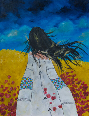 Schilderij getiteld "Le vent d'Ukraine l…" door Arina Tcherem, Origineel Kunstwerk, Olie
