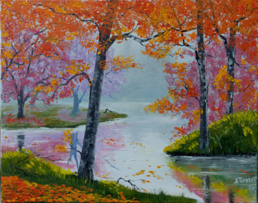 Schilderij getiteld "Couleurs d'automne" door Arina Tcherem, Origineel Kunstwerk, Olie