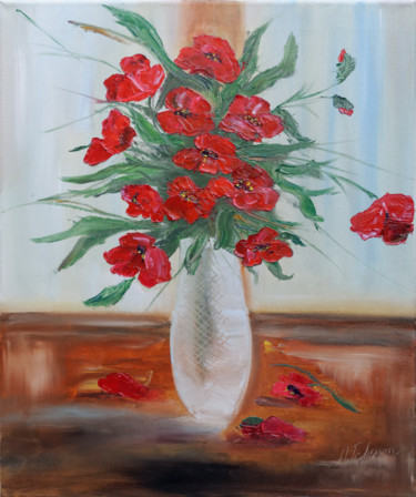 Peinture intitulée "Bouquet de coquelic…" par Arina Tcherem, Œuvre d'art originale, Huile