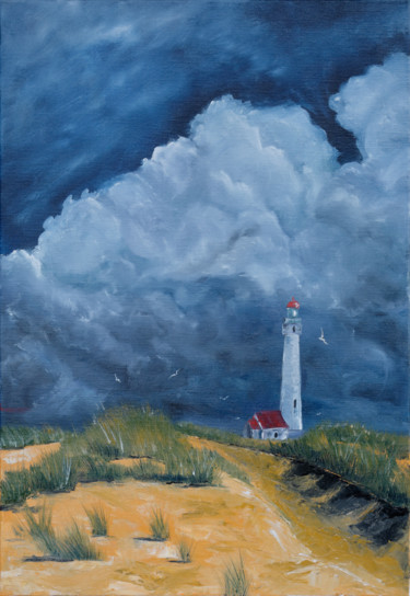 Peinture intitulée "L'orage arrive" par Arina Tcherem, Œuvre d'art originale, Huile