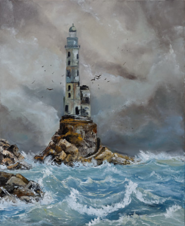 Painting titled "Lighthouse Aniva, i…" by Arina Tcherem, Original Artwork, Oil