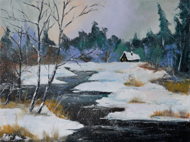 Painting titled "La Rivière noire" by Arina Tcherem, Original Artwork, Oil