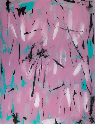Painting titled "Pink Rain, Abstract…" by Arina Yastrebova, Original Artwork, Acrylic