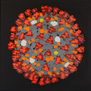 Картина под названием "Coronavirus Portrai…" - Arina Yastrebova, Подлинное произведение искусства, Акрил Установлен на Дерев…