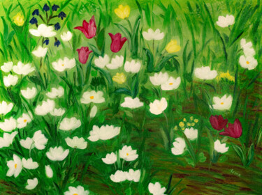 Painting titled "Spring Time Botanic…" by Arina Yastrebova, Original Artwork, Oil Mounted on Wood Stretcher frame