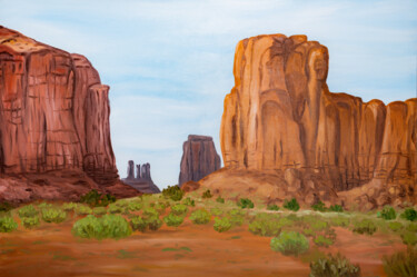 Painting titled "Red Rocks of the Mo…" by Arina Yastrebova, Original Artwork, Oil