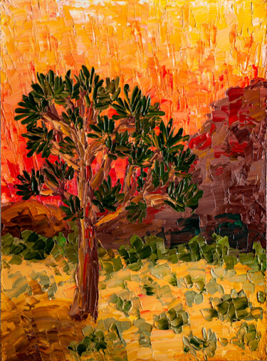 Pittura intitolato "Joshua Tree Nationa…" da Arina Yastrebova, Opera d'arte originale, Olio Montato su Cartone
