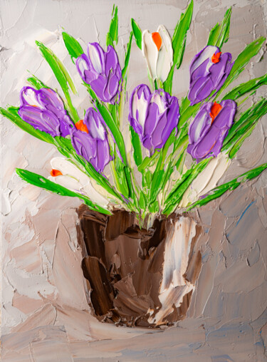 Painting titled "Bouquet of Spring C…" by Arina Yastrebova, Original Artwork, Oil Mounted on Cardboard