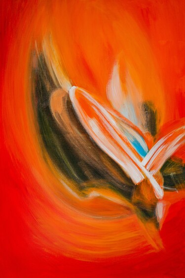 Painting titled "Abstract Fire, Expr…" by Arina Yastrebova, Original Artwork, Acrylic Mounted on Wood Stretcher frame
