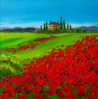 Malerei mit dem Titel "Tuscany Red Poppy F…" von Arina Yastrebova, Original-Kunstwerk, Öl