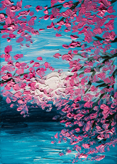 Pittura intitolato "Cherry Blossom Fuji…" da Arina Yastrebova, Opera d'arte originale, Olio