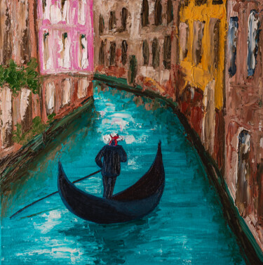 Peinture intitulée "Gondolier on Veneti…" par Arina Yastrebova, Œuvre d'art originale, Huile