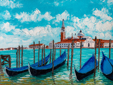 Malarstwo zatytułowany „Venice Cityscape Go…” autorstwa Arina Yastrebova, Oryginalna praca, Olej