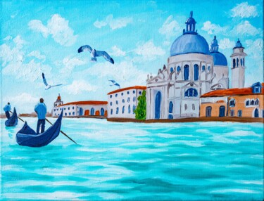 Painting titled "Venice Grand Canal,…" by Arina Yastrebova, Original Artwork, Oil Mounted on Wood Stretcher frame