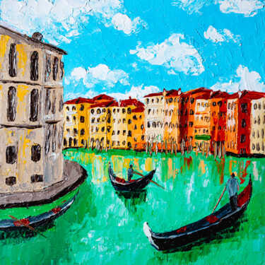 Peinture intitulée "Venice Cityscape Go…" par Arina Yastrebova, Œuvre d'art originale, Huile