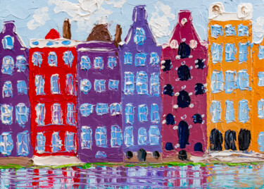 Картина под названием "Colorful Amsterdam…" - Arina Yastrebova, Подлинное произведение искусства, Масло