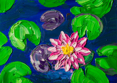 Pintura titulada "Floating Lotus, Pon…" por Arina Yastrebova, Obra de arte original, Oleo