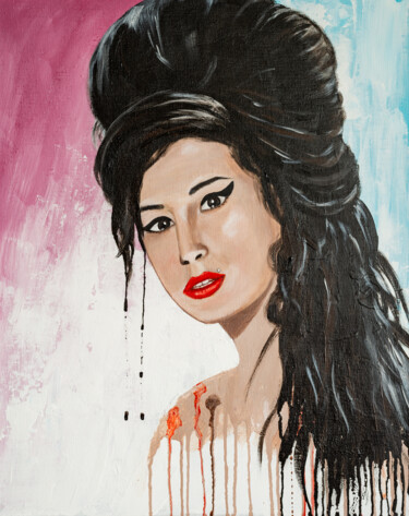 Pittura intitolato "Amy Winehouse Abstr…" da Arina Yastrebova, Opera d'arte originale, Acrilico Montato su Telaio per barell…