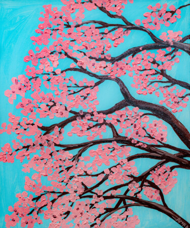Painting titled "Sakura Tree, Cherry…" by Arina Yastrebova, Original Artwork, Oil