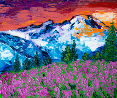 Ζωγραφική με τίτλο "Mount Rainier Washi…" από Arina Yastrebova, Αυθεντικά έργα τέχνης, Λάδι