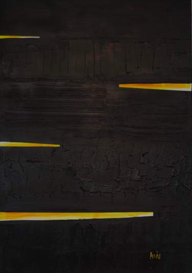 Pintura intitulada "Noir et jaune" por Vincent Arin, Obras de arte originais, Acrílico