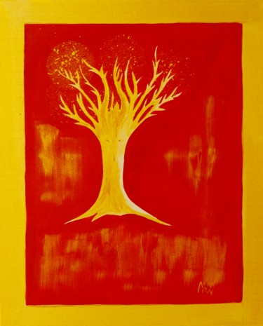 Painting titled "Arbre doré" by Vincent Arin, Original Artwork, Acrylic