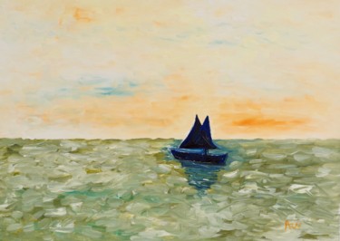 Peinture intitulée "Le voilier" par Vincent Arin, Œuvre d'art originale, Huile