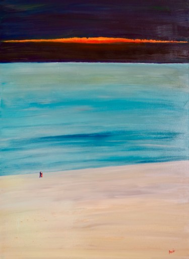 Painting titled "La plage aux amoure…" by Vincent Arin, Original Artwork, Oil