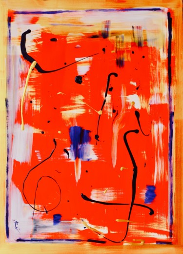 Painting titled "Abstraction orange" by Vincent Arin, Original Artwork, Acrylic