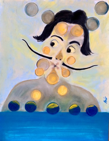 Dessin intitulée "Dali aux sphères" par Vincent Arin, Œuvre d'art originale, Pastel