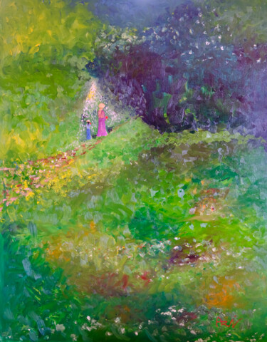 Pittura intitolato "Printemps en forêt" da Vincent Arin, Opera d'arte originale, Olio