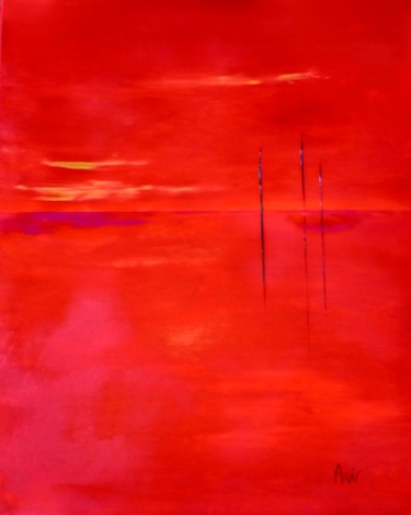 Painting titled "Horizon rouge" by Vincent Arin, Original Artwork, Acrylic