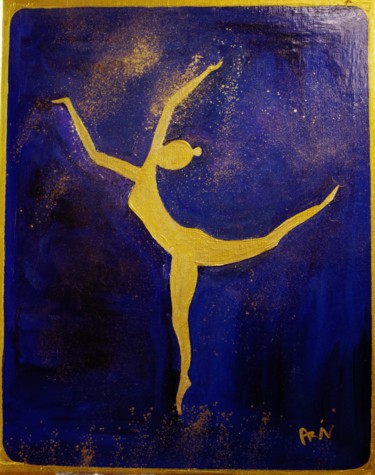 Painting titled "Danseuse en bleu" by Vincent Arin, Original Artwork, Oil