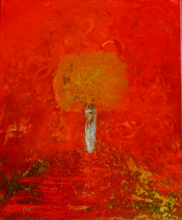 Peinture intitulée "Arbre rouge" par Vincent Arin, Œuvre d'art originale, Acrylique