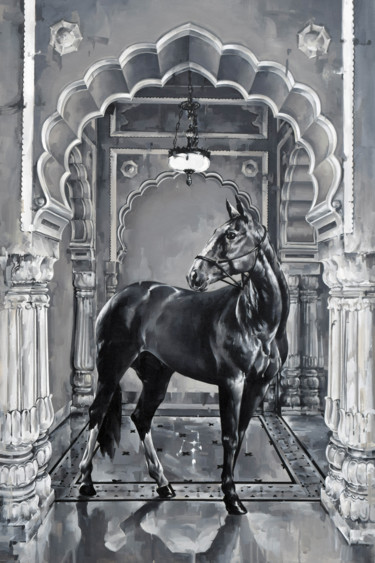 Painting titled "STALLION" by Arindam Biswas, Original Artwork, Acrylic