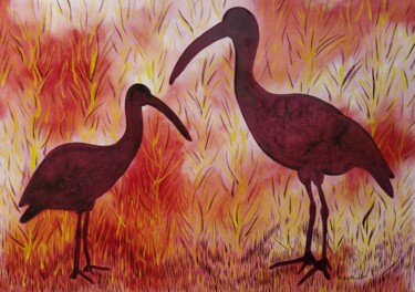 Malerei mit dem Titel "Ibis ausentes" von Aristides Meneses, Original-Kunstwerk, Öl