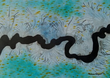 Pittura intitolato "The river down ther…" da Aristides Meneses, Opera d'arte originale, Olio