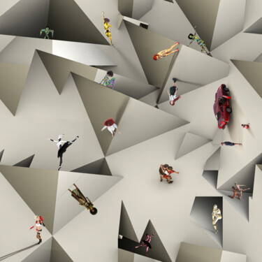 Artes digitais intitulada "Escher in de bevolk…" por Arjen Roos, Obras de arte originais, Modelagem 3D